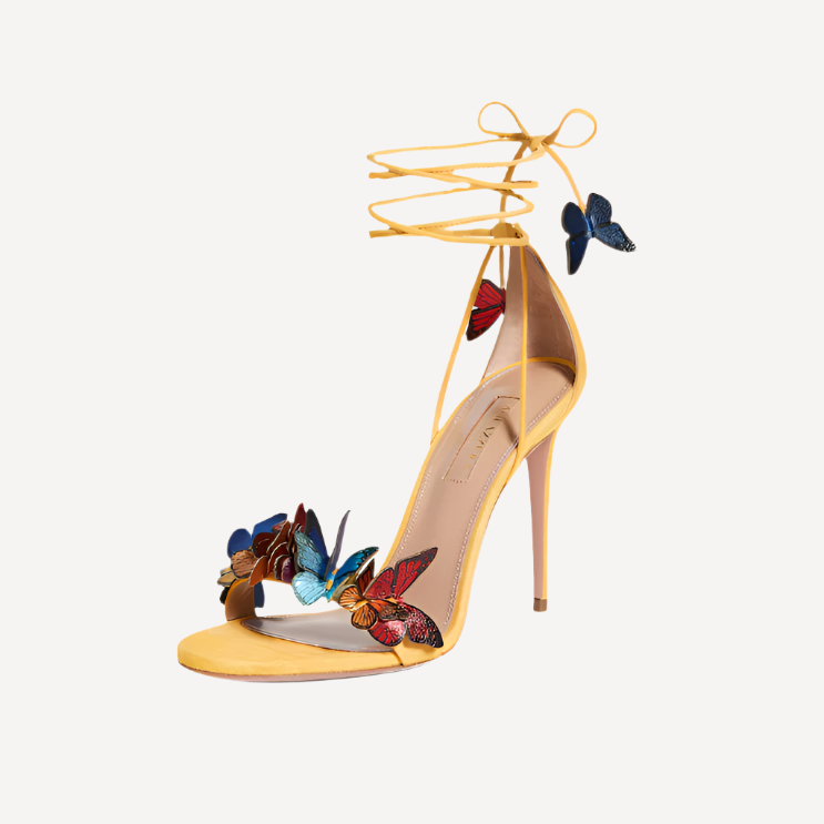 Aquazzura Papiillon Sandals 105 Sporty Yellow Heels