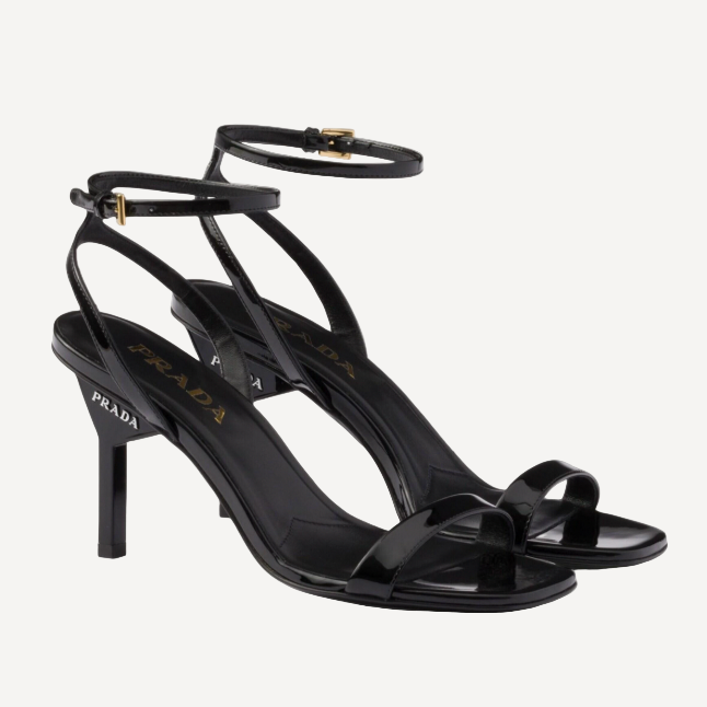 Prada Patent Black Heel Sandals