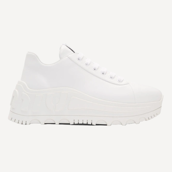 Miu Miu White Platform Leather Sneakers