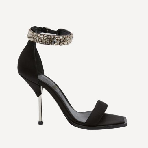 Alexander Mcqueen Black Gold Embellished Sandals
