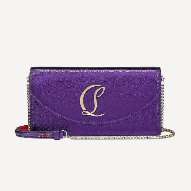Christian Louboutin Loubi54 Small Logo Leather Clutch Purple