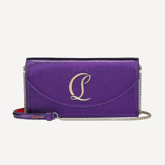 Christian Louboutin Loubi54 Small Logo Leather Clutch Purple