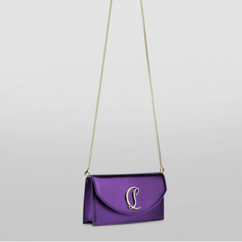 Christian Louboutin Loubi54 Small Logo Leather Clutch Purple