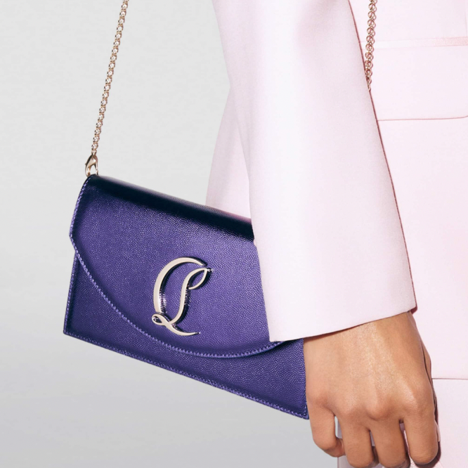 Christian Louboutin Loubi54 Small Logo Leather Clutch Purple