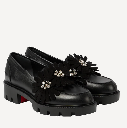 Christian Louboutin Flora Moc Flats Loafers Black