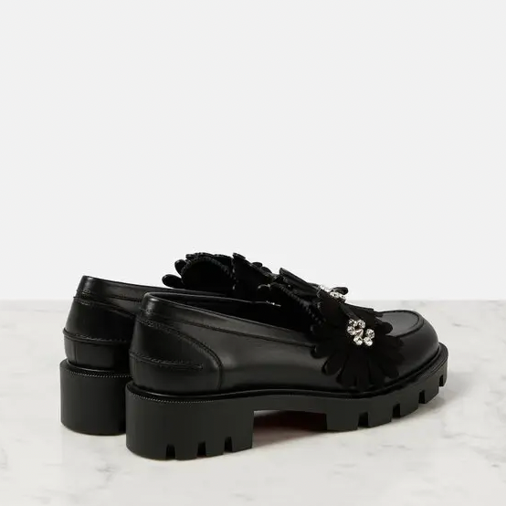 Christian Louboutin Flora Moc Flats Loafers Black