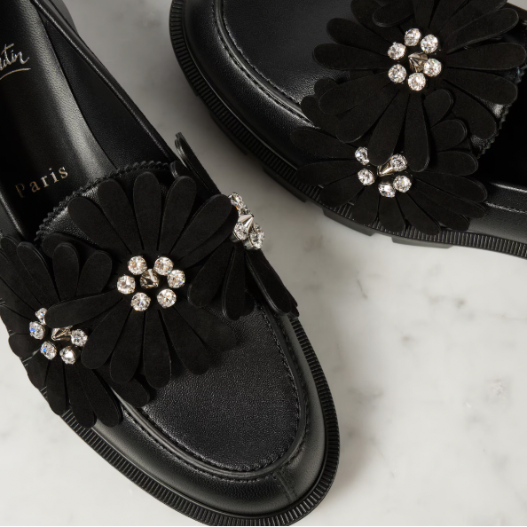 Christian Louboutin Flora Moc Flats Loafers Black