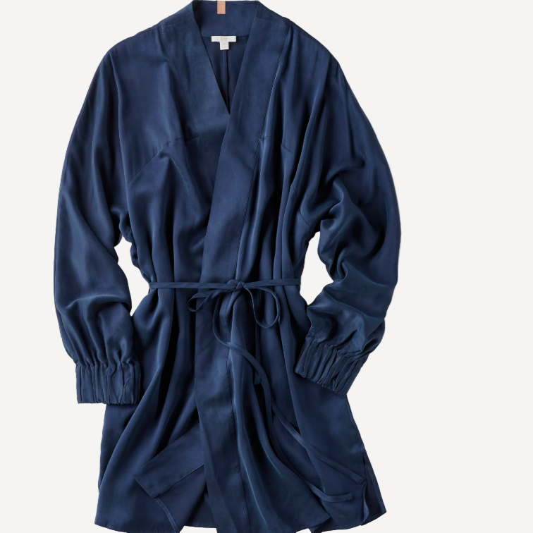 Lunya Washable Silk Robe Navy