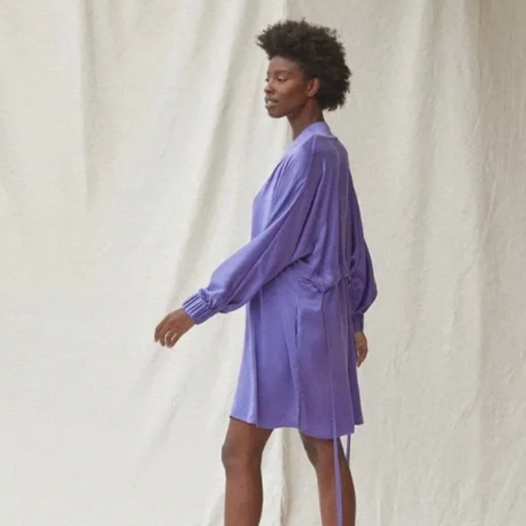 Lunya Washable Silk Robe Iris Purple