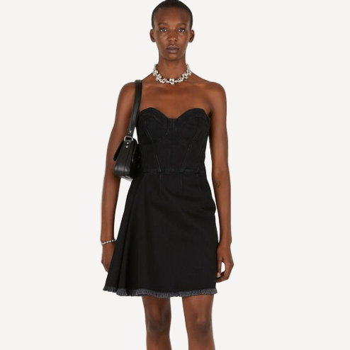 Alexander Mcqueen Denim Strapless Mini Dress
