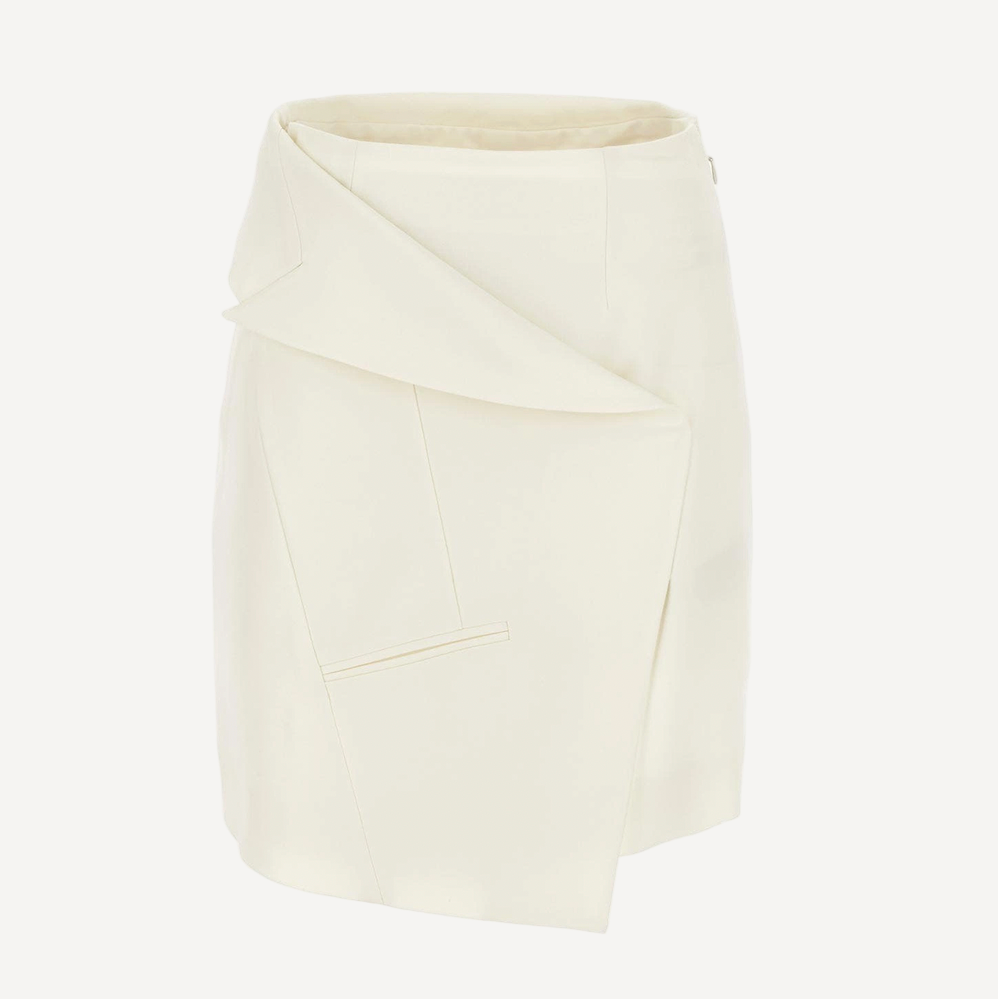 Alexander Mcqueen White Tailor Asymmetric Skirt