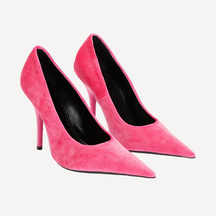 Balenciaga Pink Velvet Knit Pumps