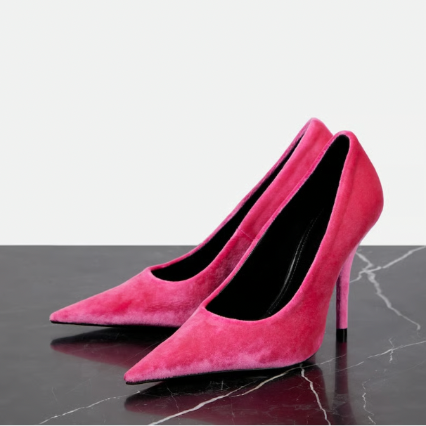 Balenciaga Pink Velvet Knit Pumps