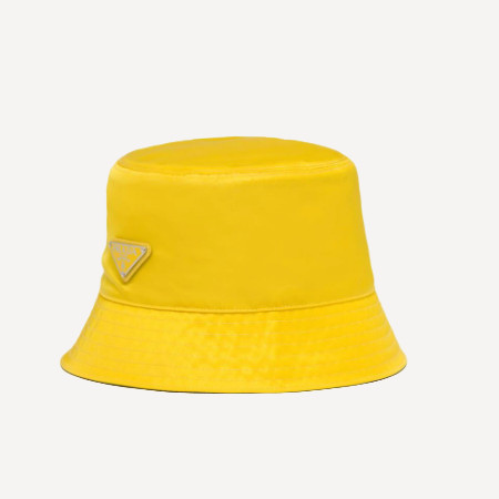 Prada Yellow Nylon Triangle Bucket Hat