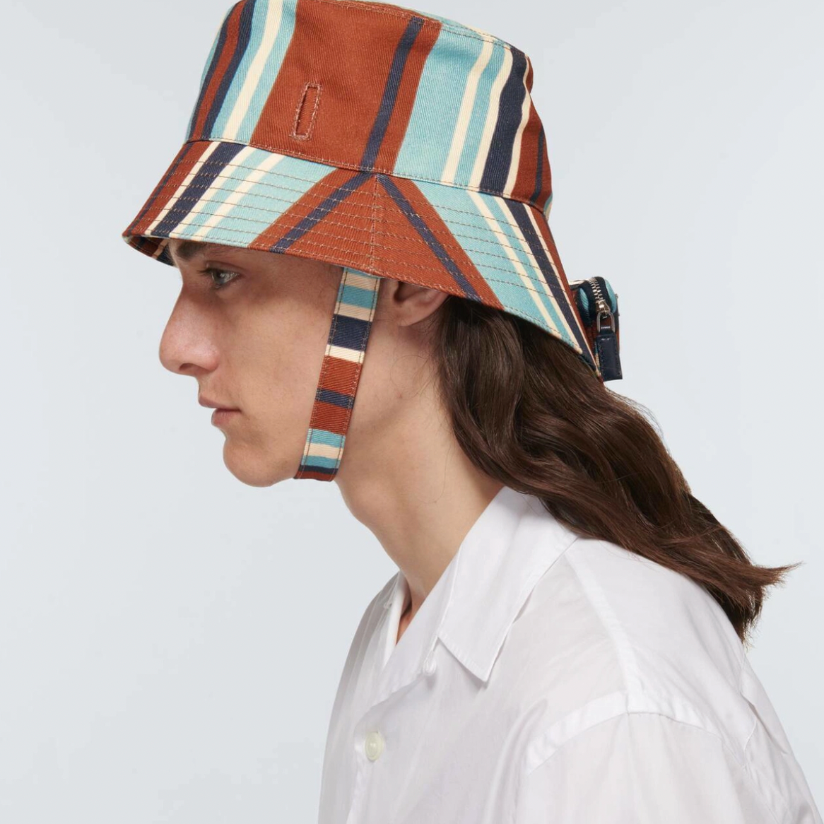 Prada Striped Cotton Bucket Hat Multicolor