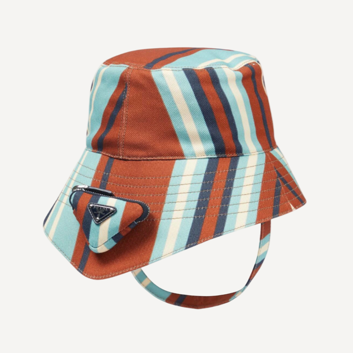 Prada Striped Cotton Bucket Hat Multicolor