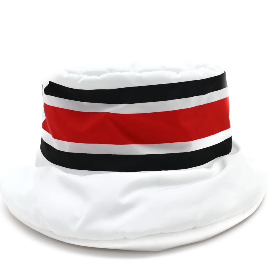 Prada Nylon White Logo Bucket Hat