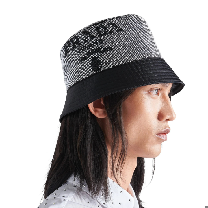 Prada Studded Bucket Hat Black