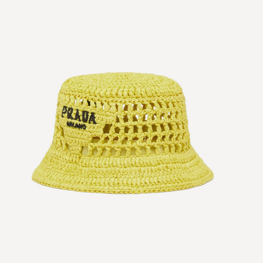 Prada Green Raffia Bucket Hat