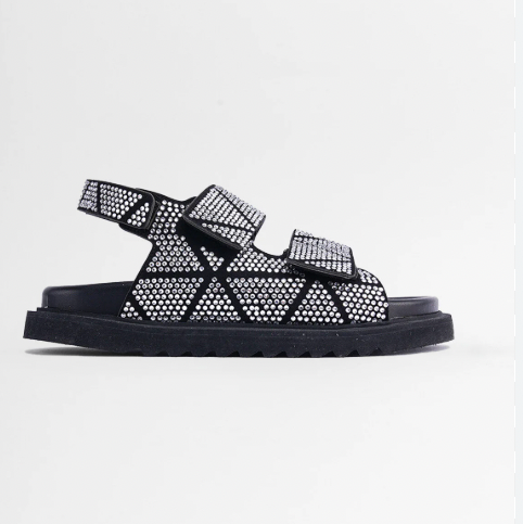 Prada Crystal Dad Logo Sandals