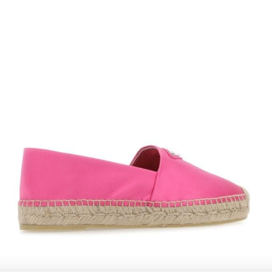 Prada Pink Satin Espadrilles Logo