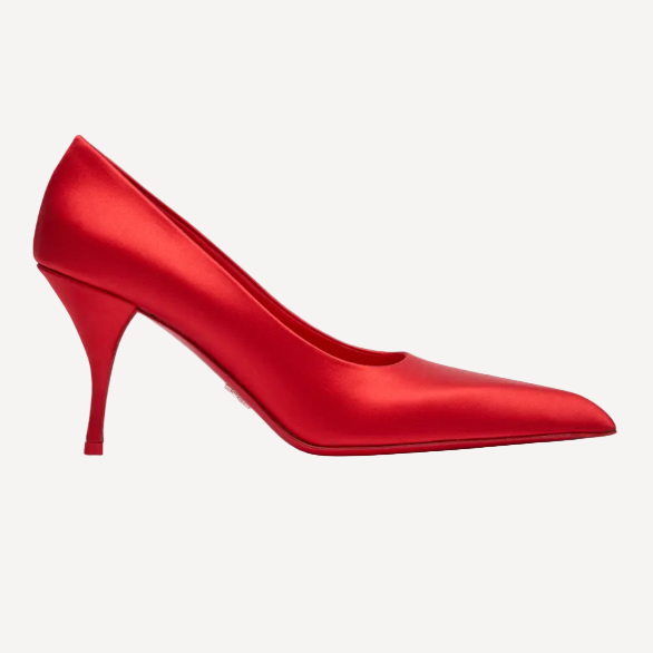 Prada Red Satin Pumps Pointy