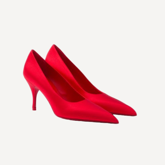 Prada Red Satin Pumps Pointy