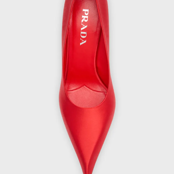 Prada Red Satin Pumps Pointy
