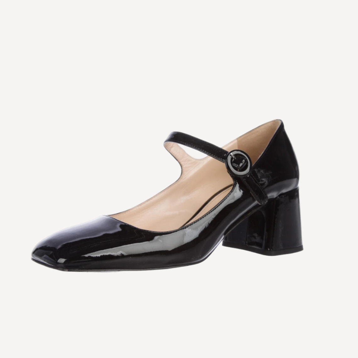 Prada Mary Jane Black Patent Block Heel