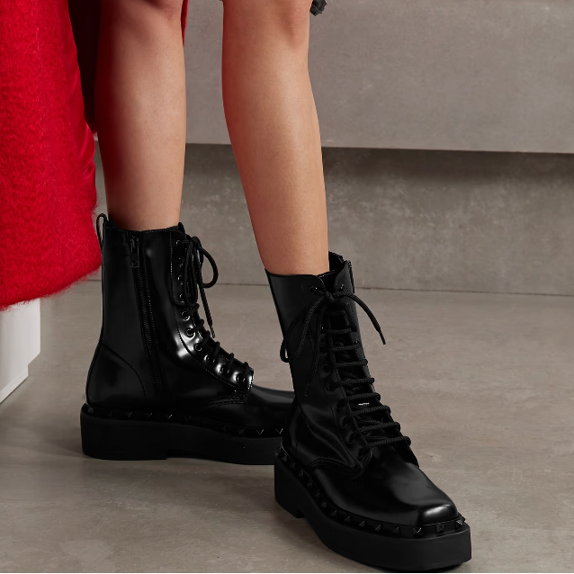 Valentino Rockstud Embellished Black Bootie