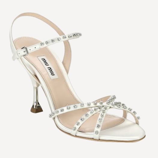 Miu Miu White Embellished Sandal Heel