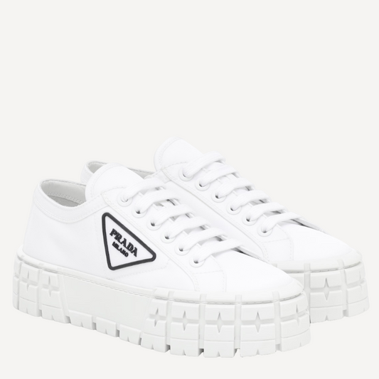 Prada Logo Canvas Sneakers White