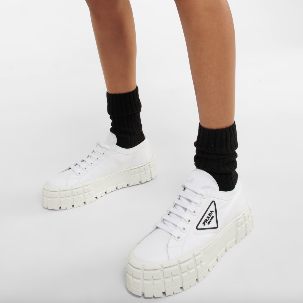 Prada Logo Canvas Sneakers White