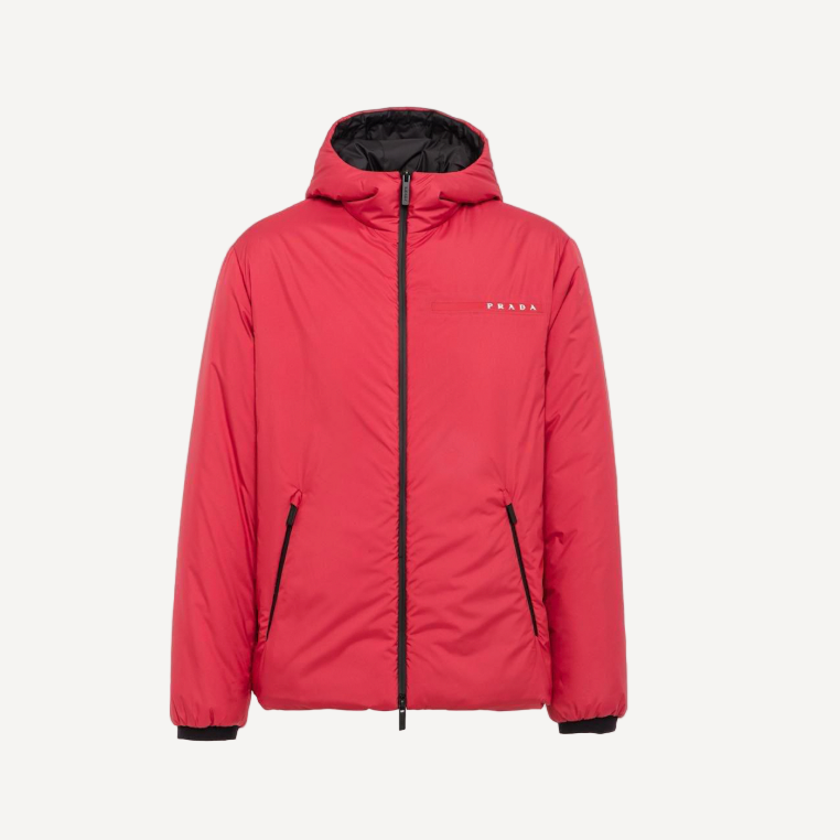 Prada Men’s Red Polyester Light Hooded Jacket