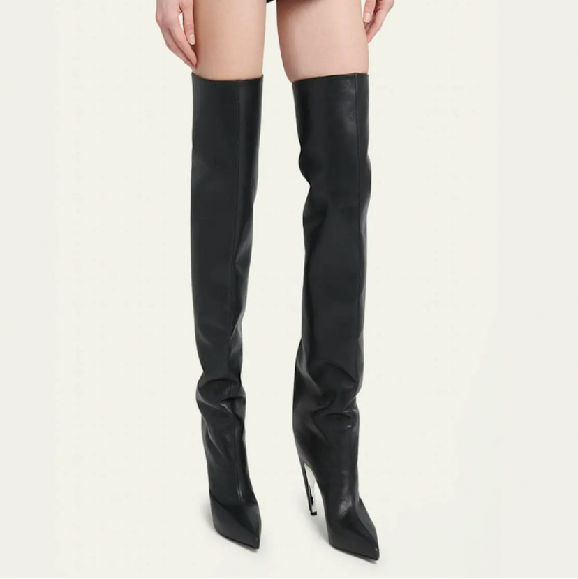 Alexander McQueen Pegasus Black OTK Leather Boots