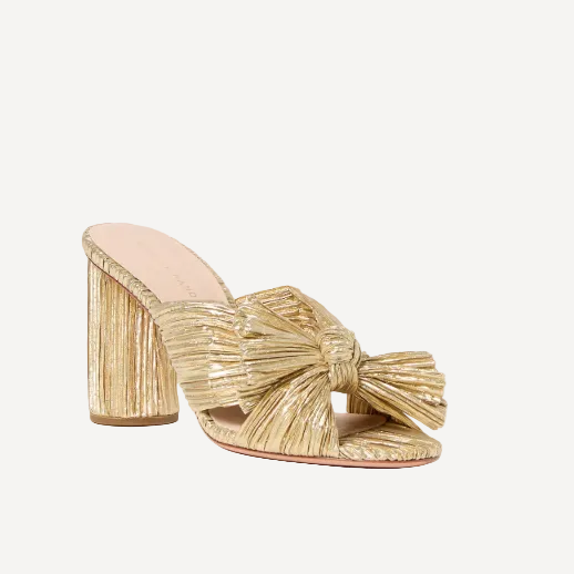 Loeffler Randall Penny Gold Pleated Bow Heel