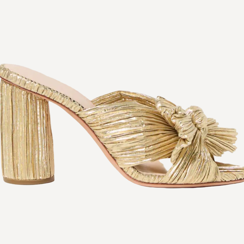 Loeffler Randall Penny Gold Pleated Bow Heel