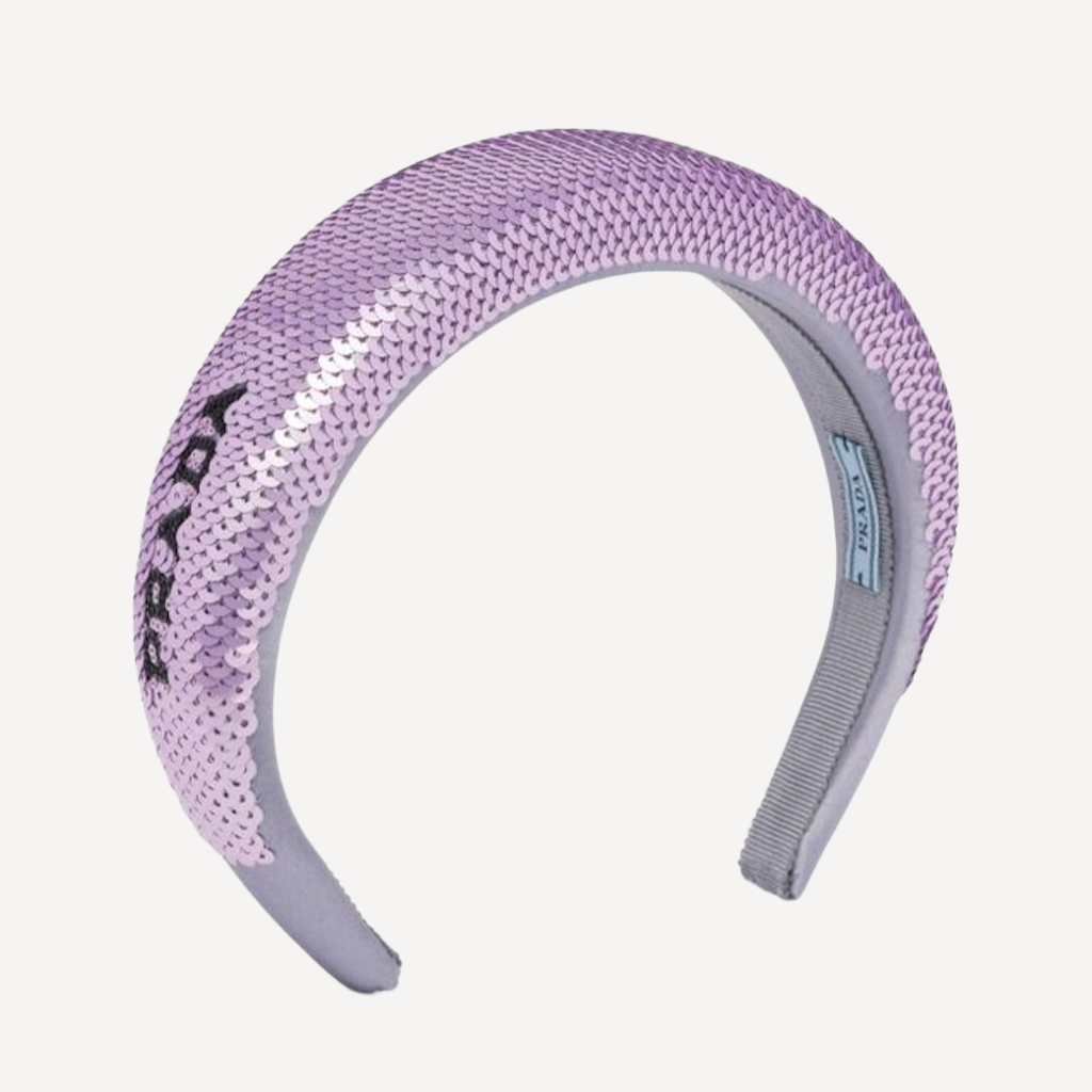 Prada Sequin Embellished Padded Purple Headband