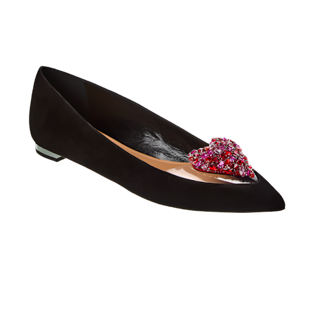 Aquazzura Love Me Ballet Black Suede Flats
