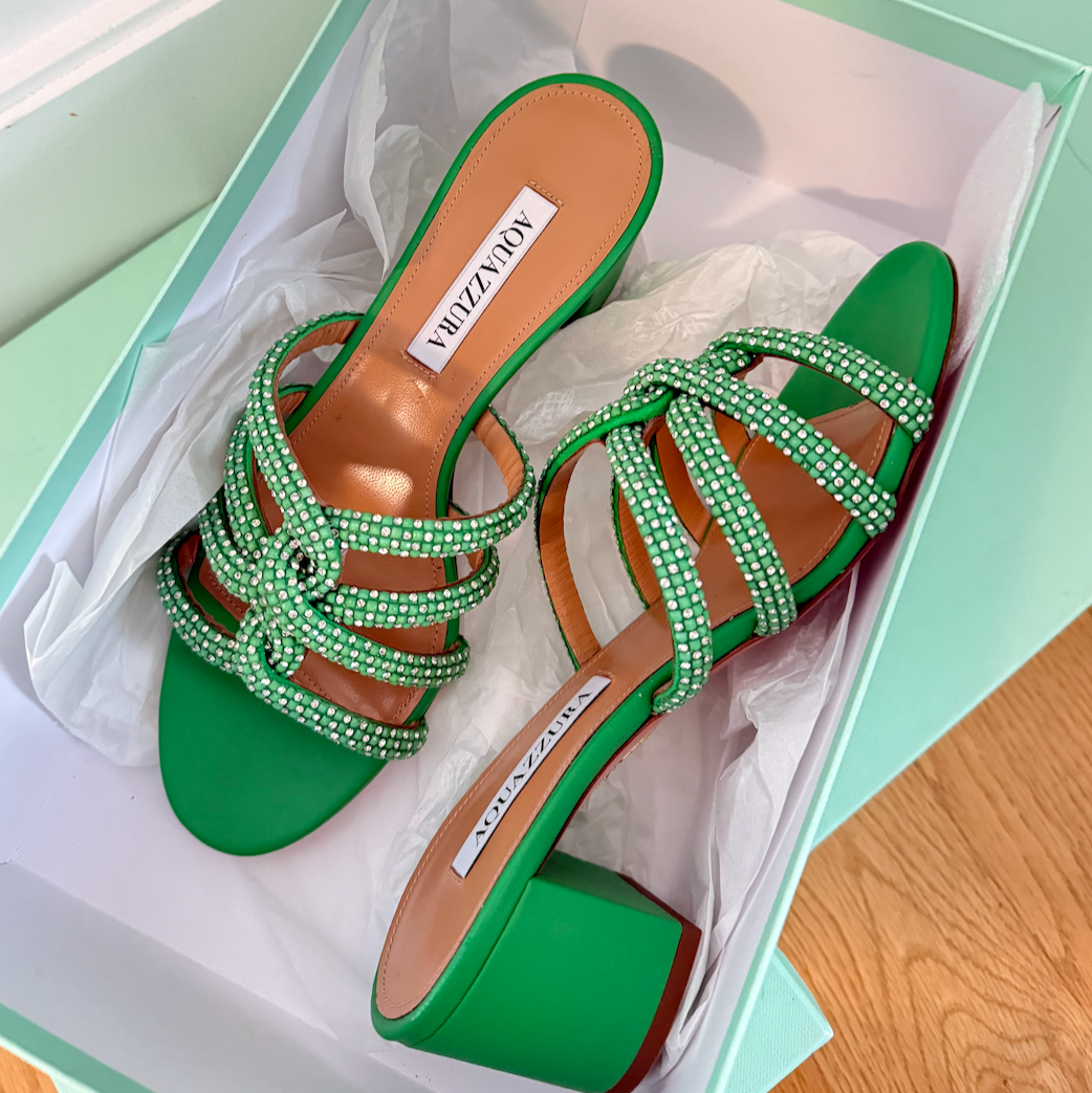 Aquazzura Moondust Color Palm Green Sandal 50