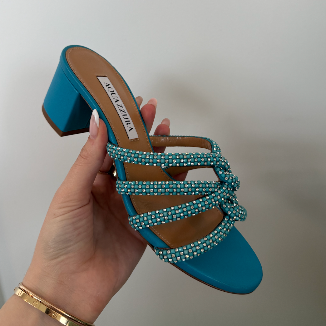 Aquazzura Moondust Color Ibiza Blue Sandal 50