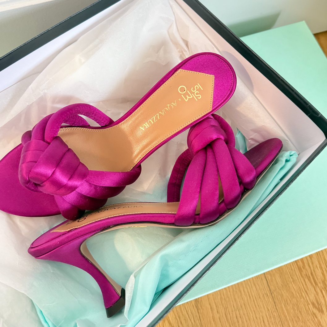 Aquazzura Issimo Mule 75 Satin Pink Heels