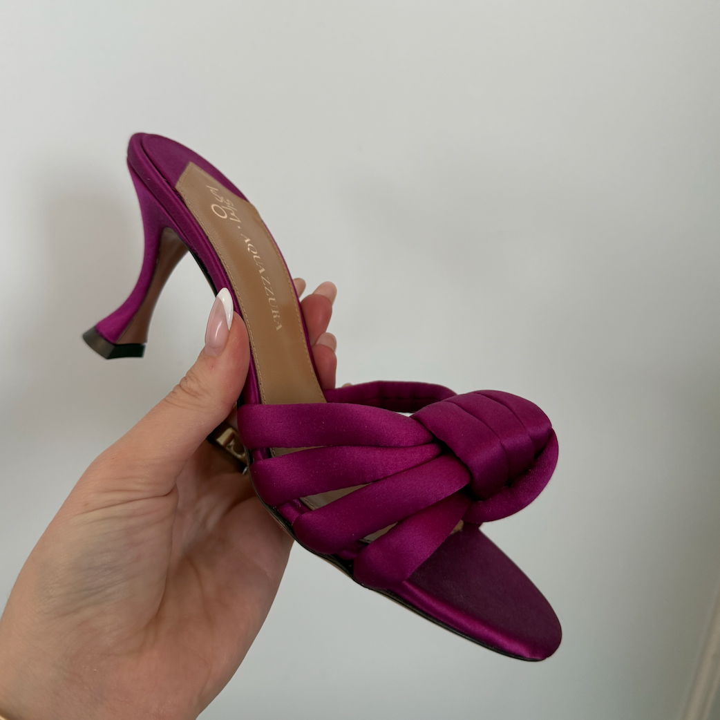 Aquazzura Issimo Mule 75 Satin Pink Heels