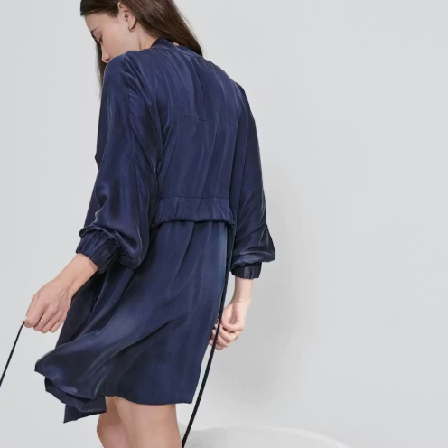 Lunya Washable Silk Robe Navy