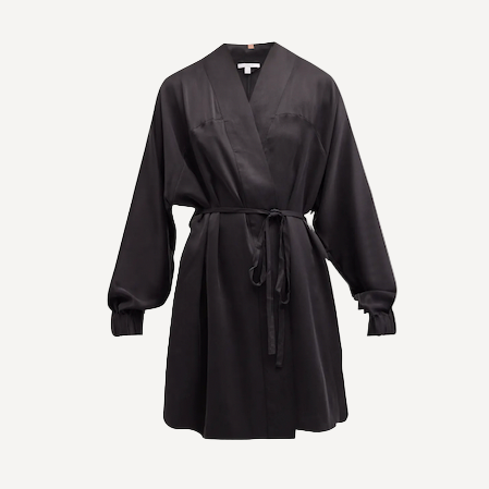 Lunya Washable Silk Robe Black