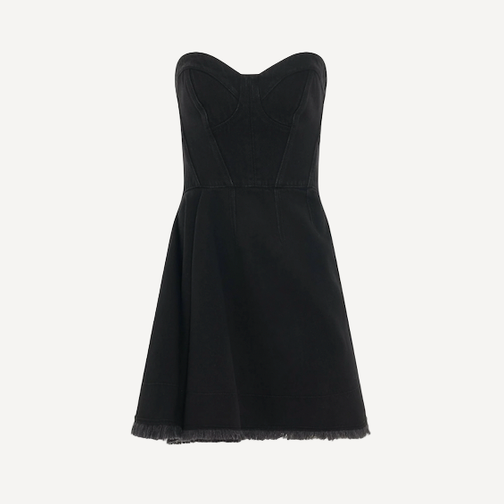 Alexander Mcqueen Denim Strapless Mini Dress