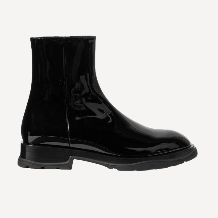Alexander McQueen Patent Black Mid Boots