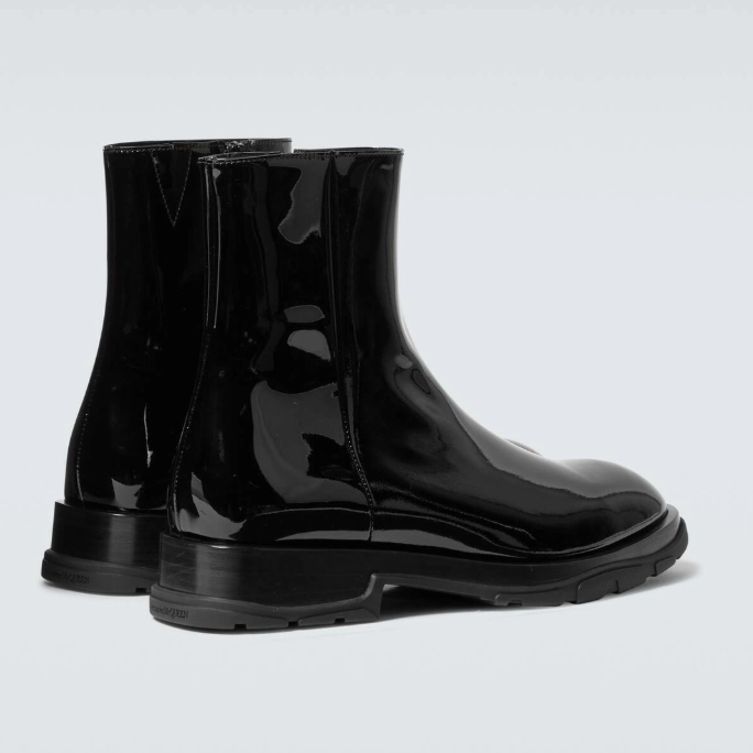 Alexander McQueen Patent Black Mid Boots