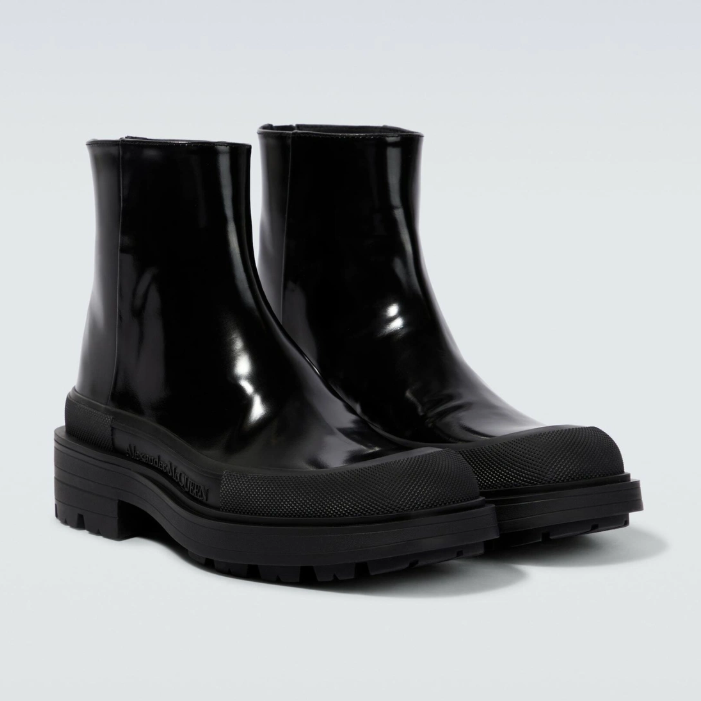 Alexander McQueen Stack Leather Zip Boots