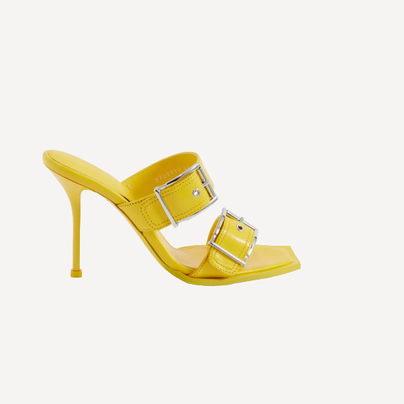 Alexander McQueen Yellow Buckle Mules Heels